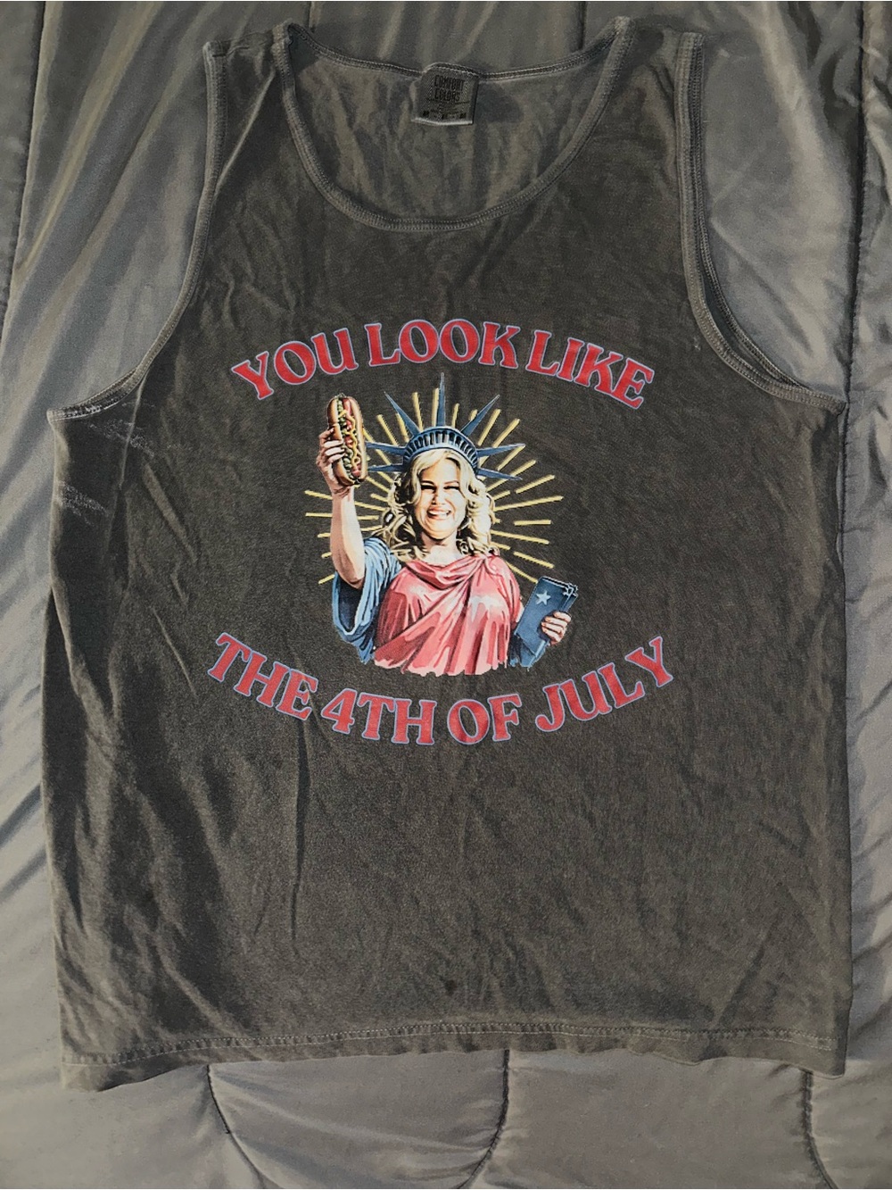 Black Graphic Tank "You Look Like The 4th of July"